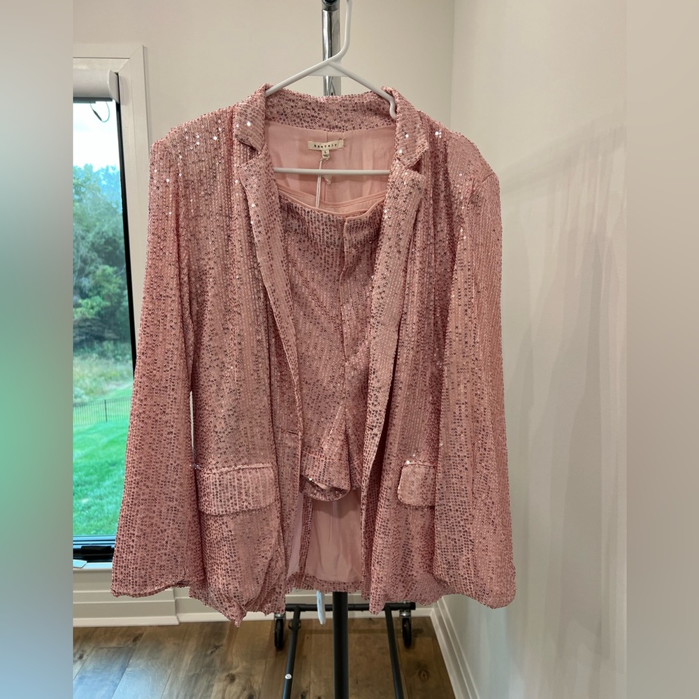 BaeVely Pink Sequin Suit - Jacket & Shorts L